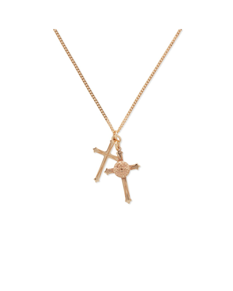 Gold Double Cross Necklace