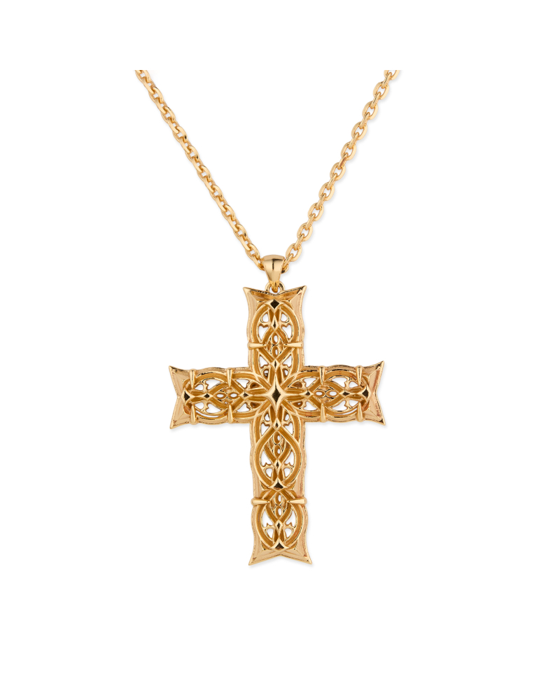 REISSUE GOLD NOTRE-DAME LARGE CROSS NECKLACE