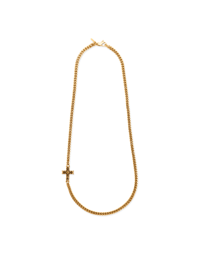 GOLD NOTRE-DAME CROSS CHAIN NECKLACE