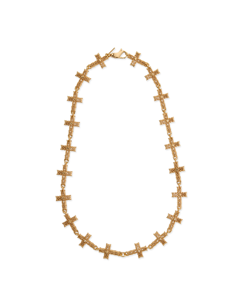 GOLD MULTI NOTRE-DAME CROSS NECKLACE