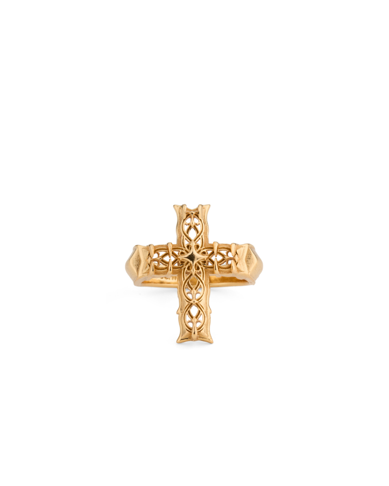 REISSUE LARGE GOLD NOTRE-DAME CROSS RING