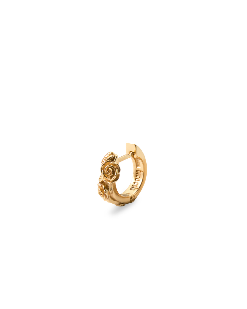 GOLD ROSE HOOP EARRING
