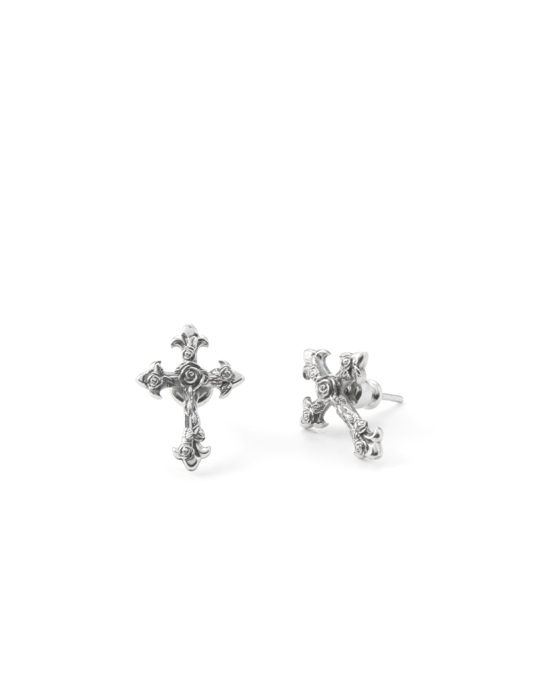 ROSE CROSS STUD EARRINGS