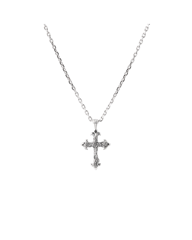 SMALL ROSE CROSS NECKLACE
