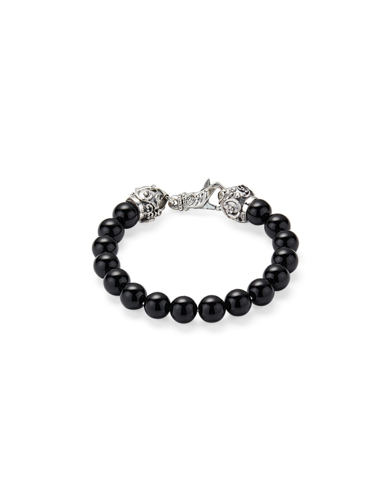 Large Arabesque Beaded bracelet-Black