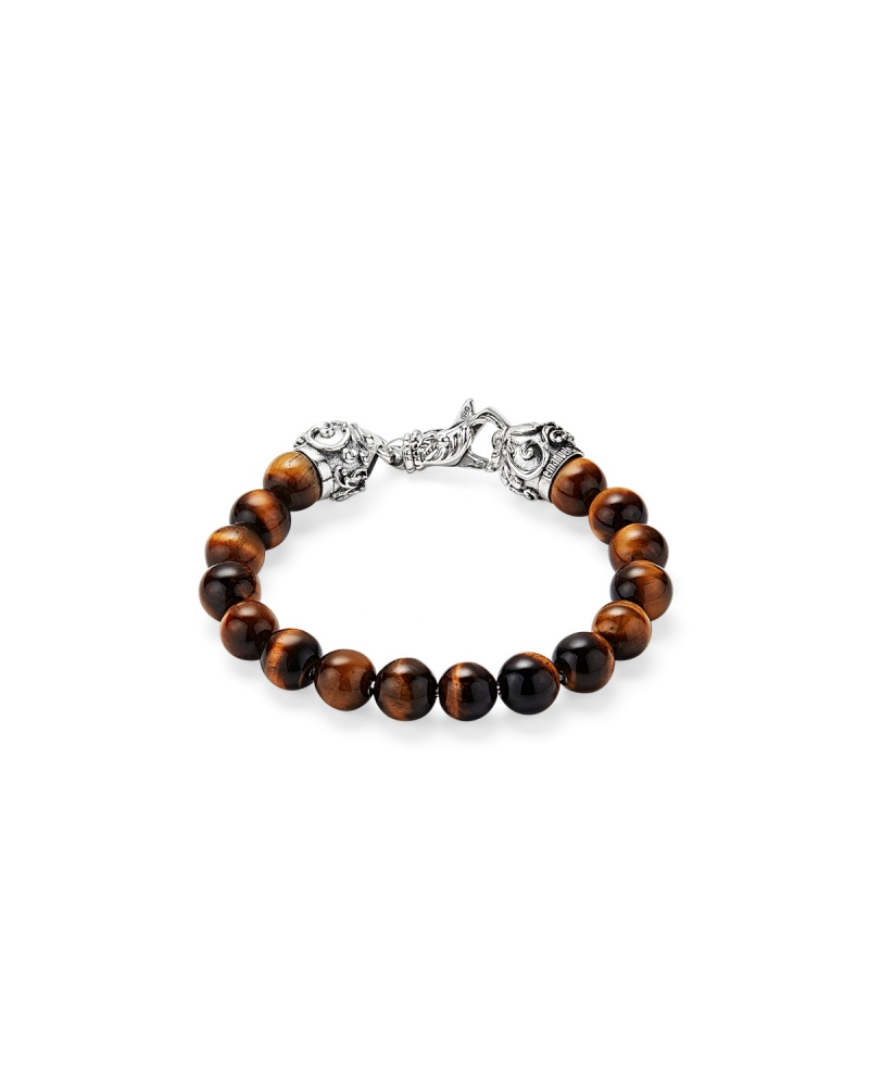 Large Arabesque Beaded bracelet-Brown