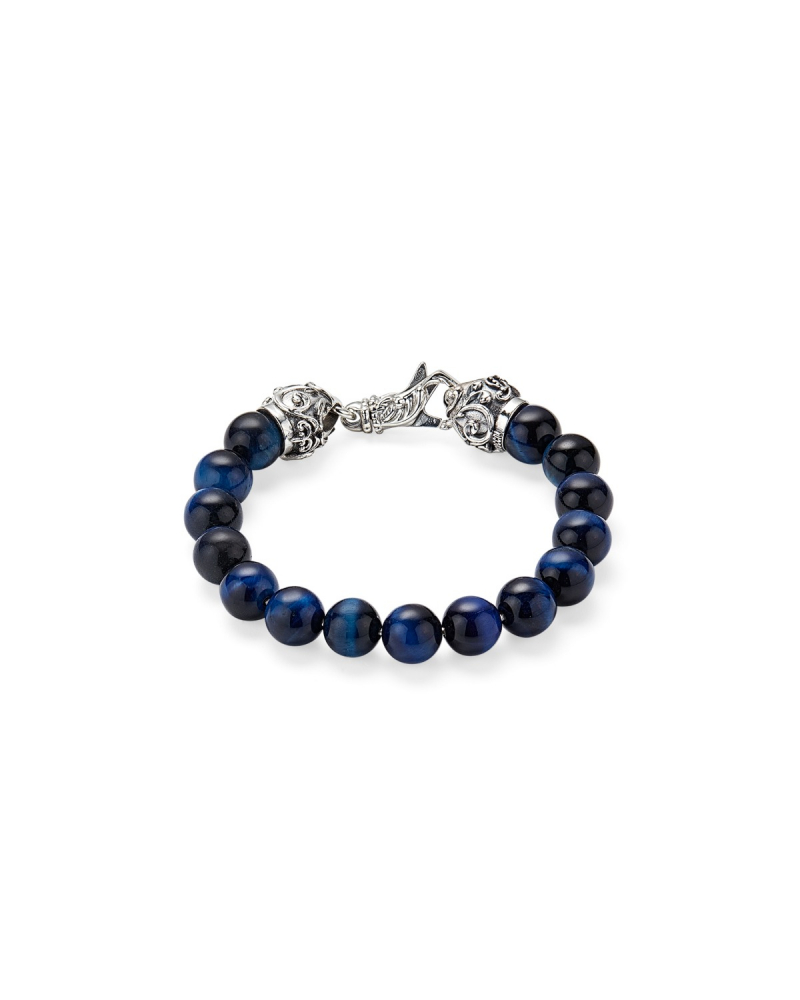 Large Arabesque Beaded bracelet-Blue