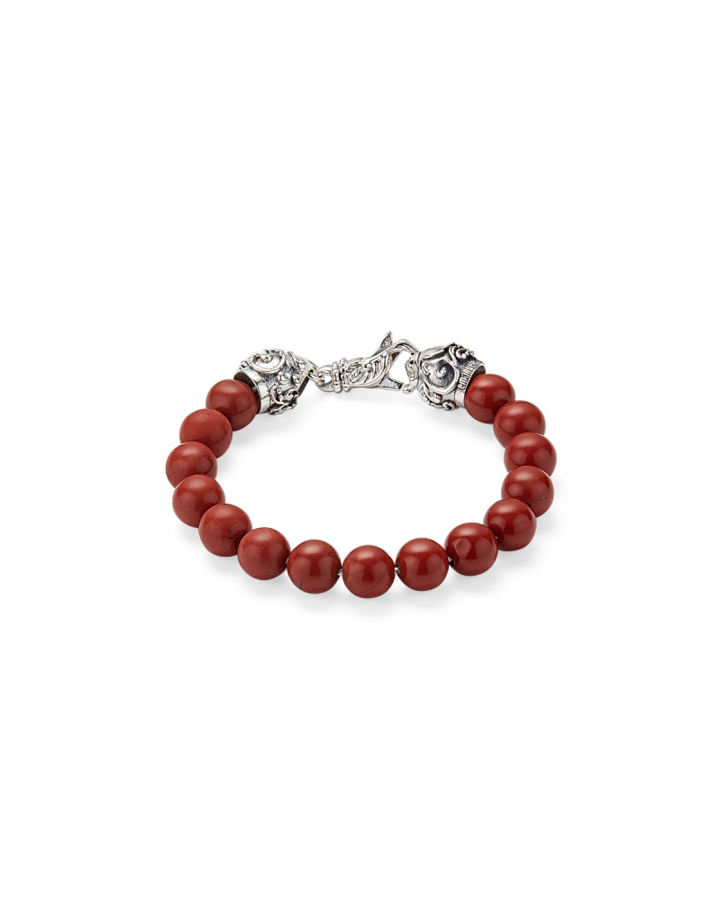 Large Arabesque Beaded bracelet-Red
