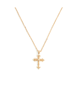 Gold Fleury Cross Necklace