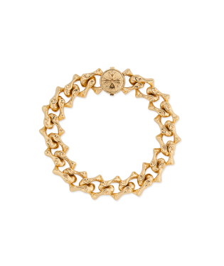 GOLD LARGE SHARP CHAIN LOGO BRACELET