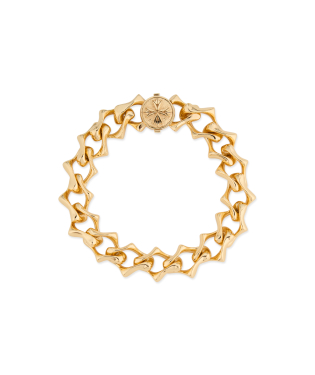 GOLD LARGE SHARP POLISHED CHAIN LOGO BRACELET 
