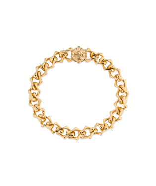 GOLD SHARP POLISHED CHAIN LOGO BRACELET 