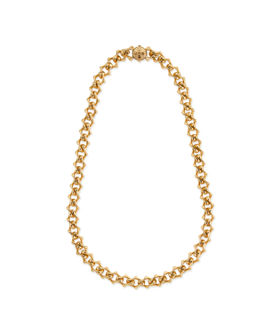GOLD SHARP POLISHED CHAIN LOGO NECKLACE