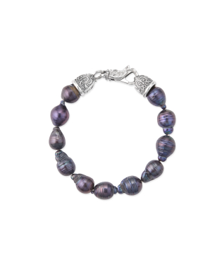 LARGE BLACK BAROQUE PEARL BRACELET