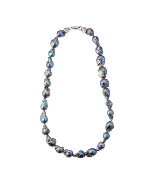 OVERSIZE BLACK BAROQUE PEARL NECKLACE