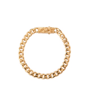 GOLD CHAIN BRACELET WITH SKULL BOX CLASP
