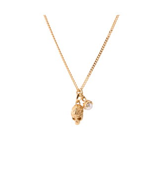 GOLD PEARL SKULL NECKLACE