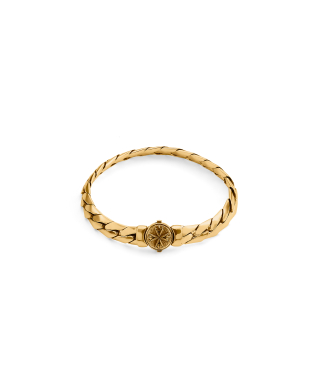 GOLD HERRINGBONE CHAIN LOGO BRACELET