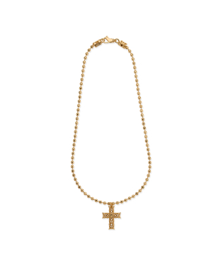 GOLD BEADED CHAIN WITH NOTRE-DAME CROSS