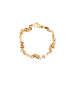 GOLD ROSE AND SKULL BRACELET