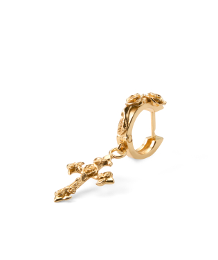 GOLD ROSE CROSS EARRING