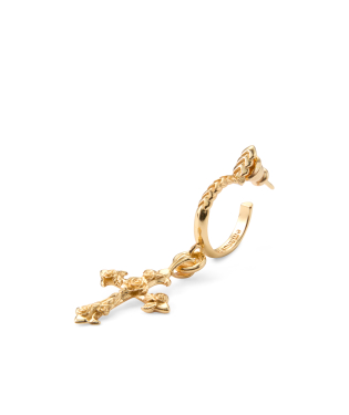 GOLD ROSE CROSS EARRING