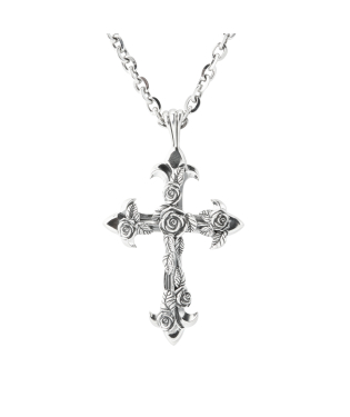 OVERSIZE ROSE CROSS NECKLACE