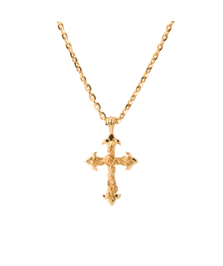 COLLANA CROCE ROSE ORO