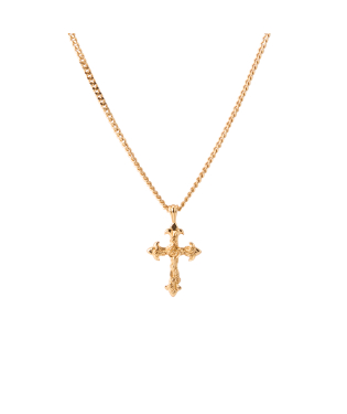 SMALL GOLD ROSE CROSS NECKLACE