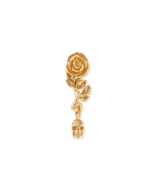 GOLD ROSE AND SKULL EARRING