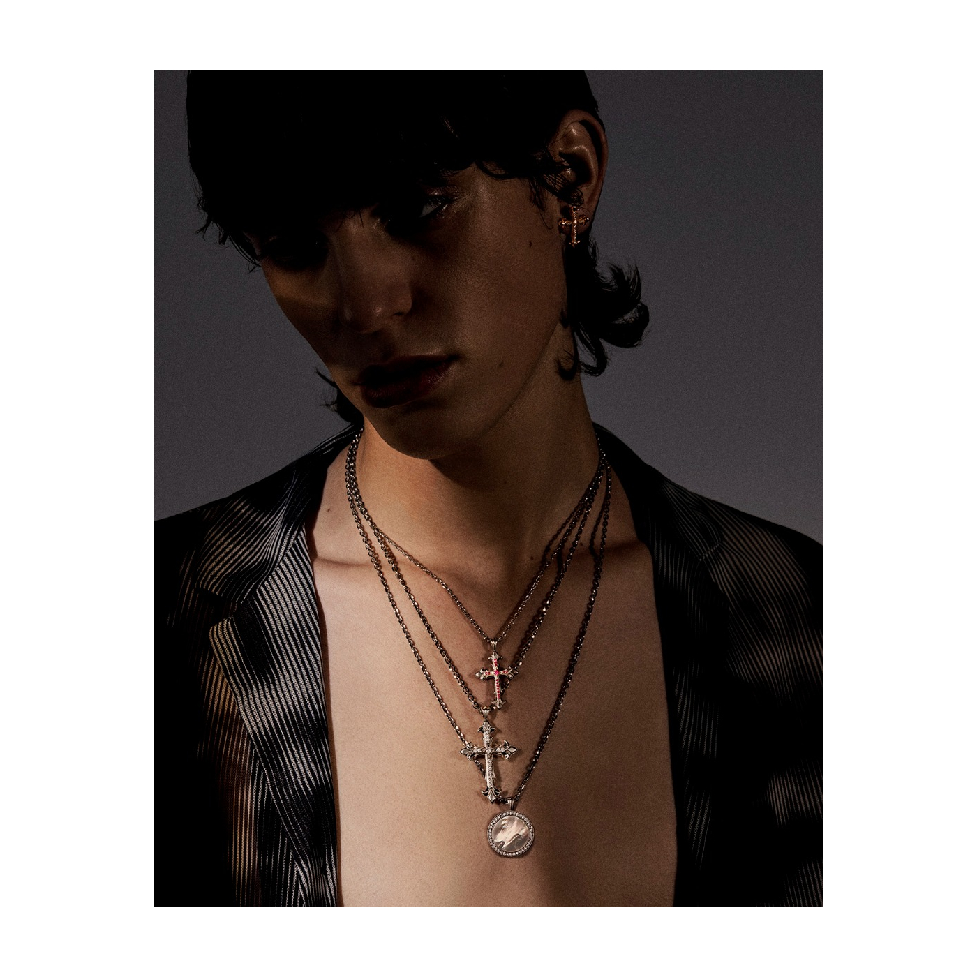 ◆大人気◆【emanuele bicocchi】フルーリー クロス ネックレス Precious stone cross necklace | EMANUELE BICOCCHI