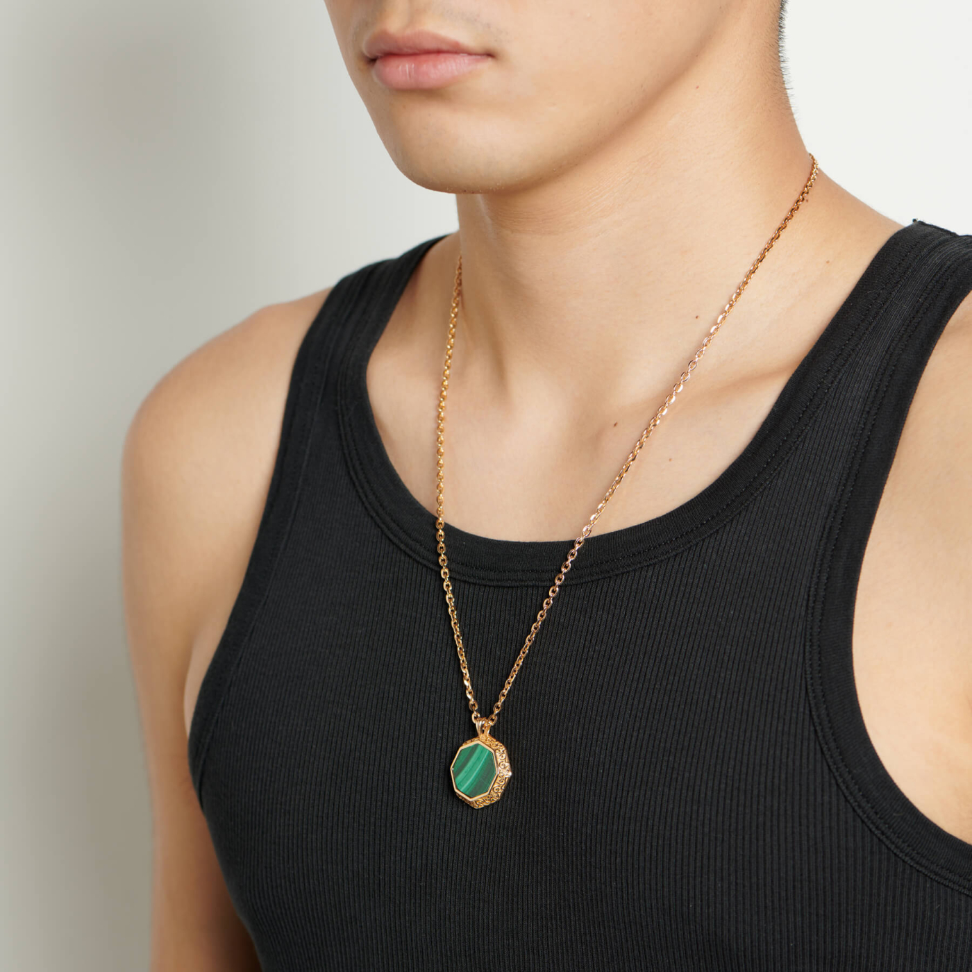 Gold Octagon Malachite Amulet Necklace | EMANUELE BICOCCHI