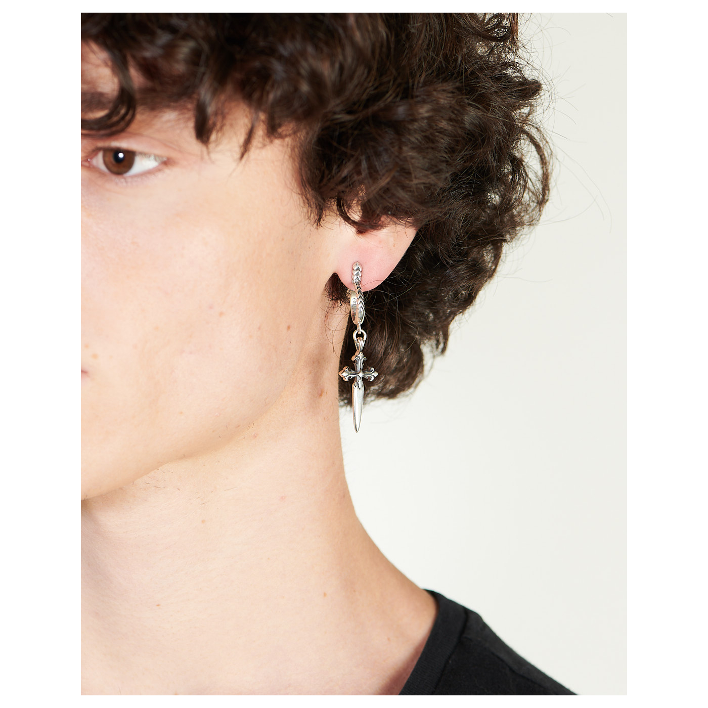 Dagger Cross Earring - Men's Gold Single Earring - JAXXON