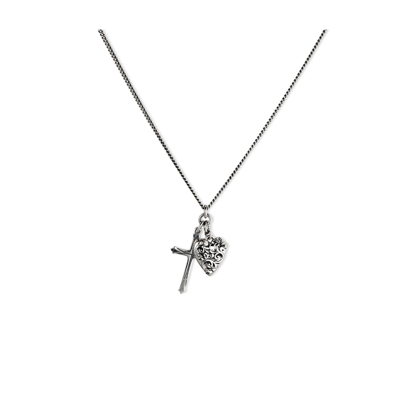Rose Plated Steel Crystal Cross With Heart Charm Pendant in White |  Goldmark (AU)