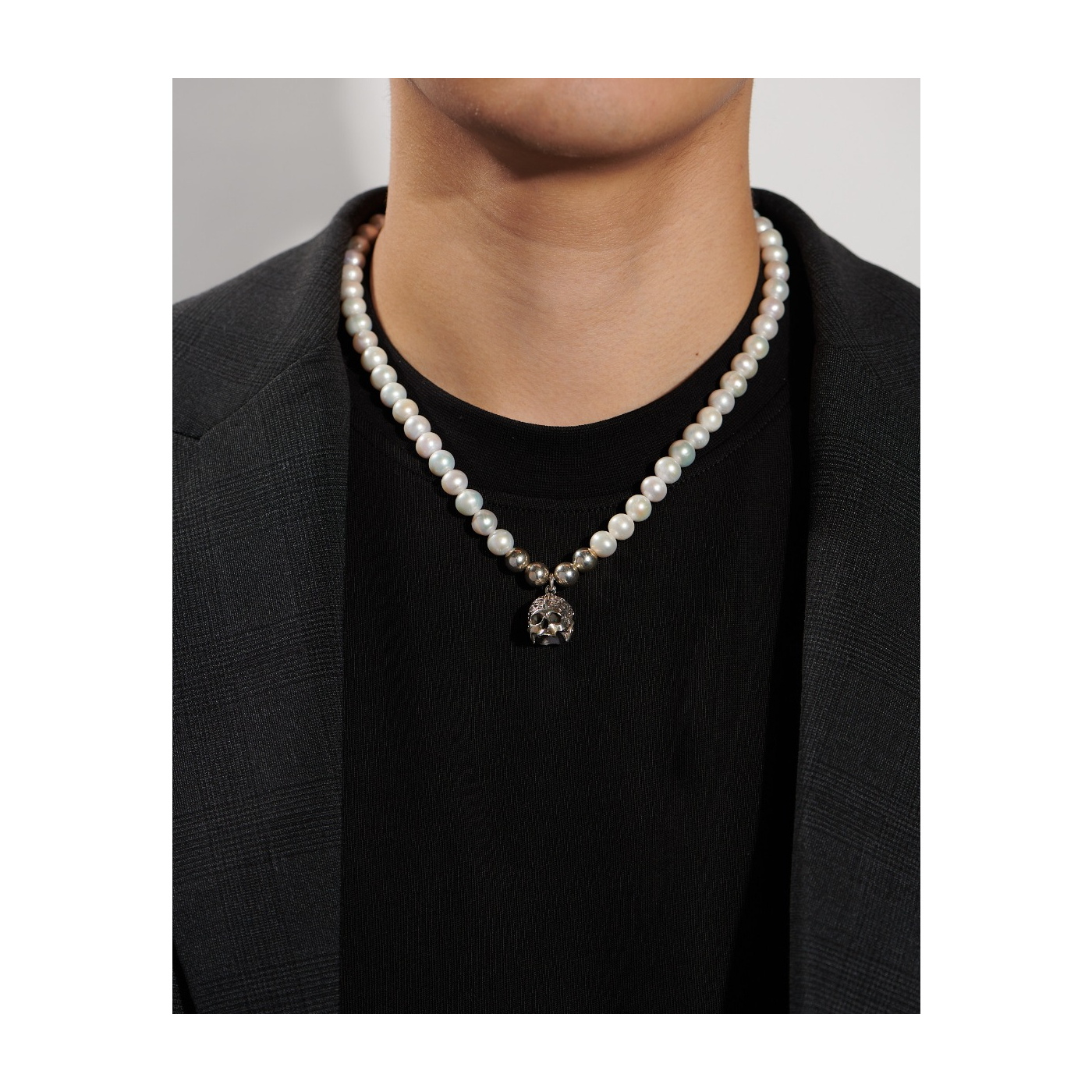 Large Pearl and Two Row Diamond Slider Leather Necklace/Bracelet T2HS –  MIZUKI