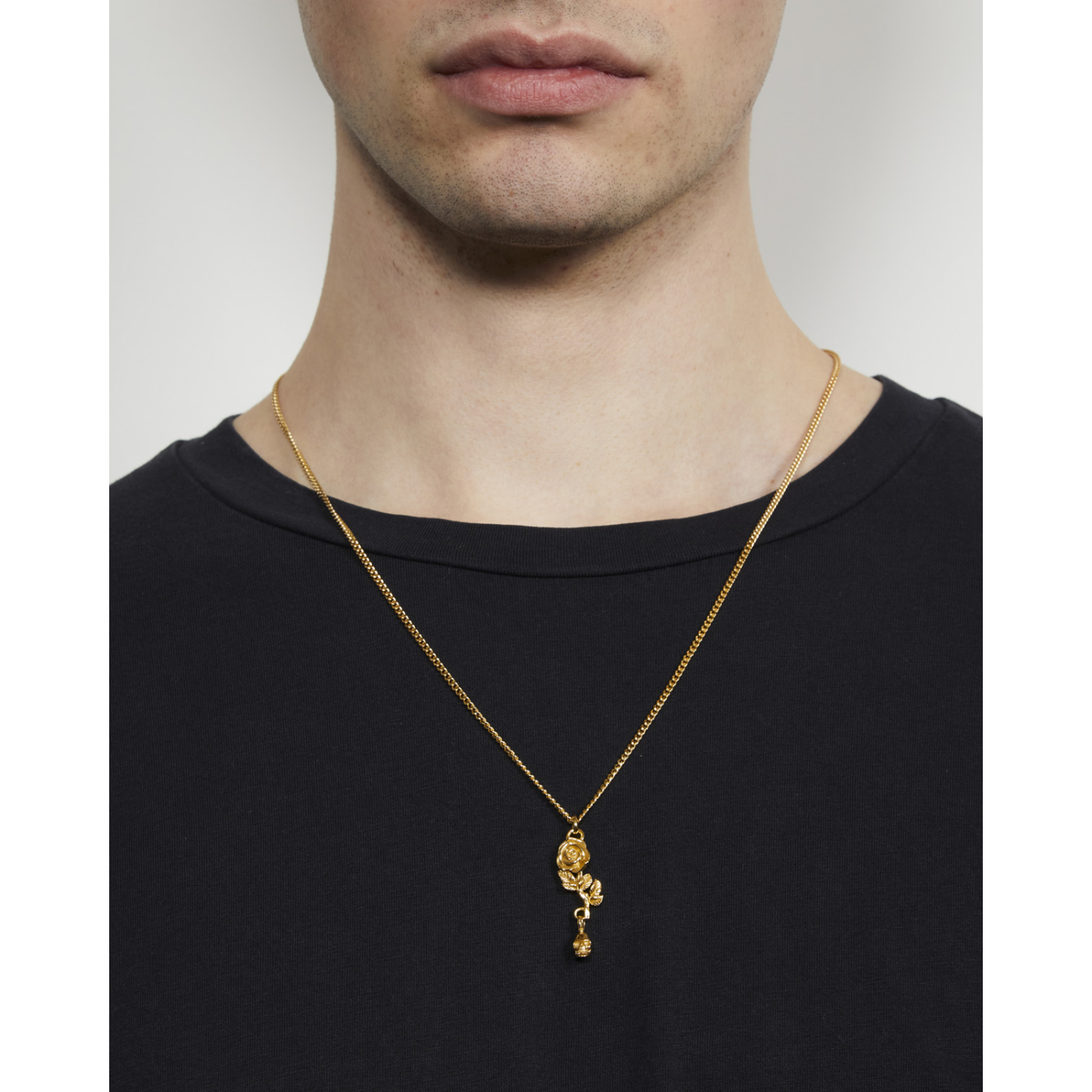 Gold Rose and Skull Pendant Necklace | Emanuele Bicocchi