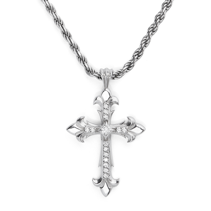 Silver cross with diamonds sale